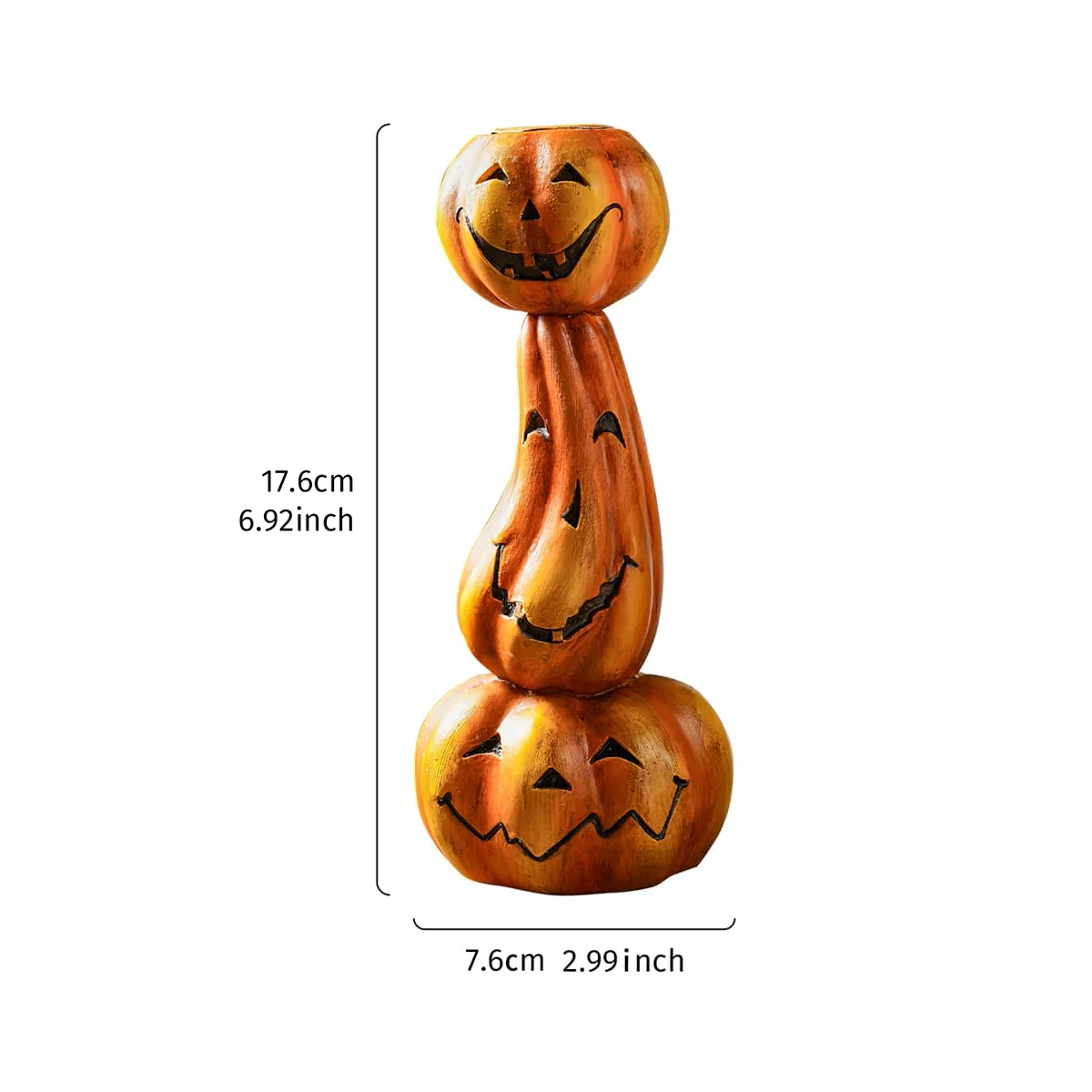 Retro Pumpkin Stack Candlestick 3