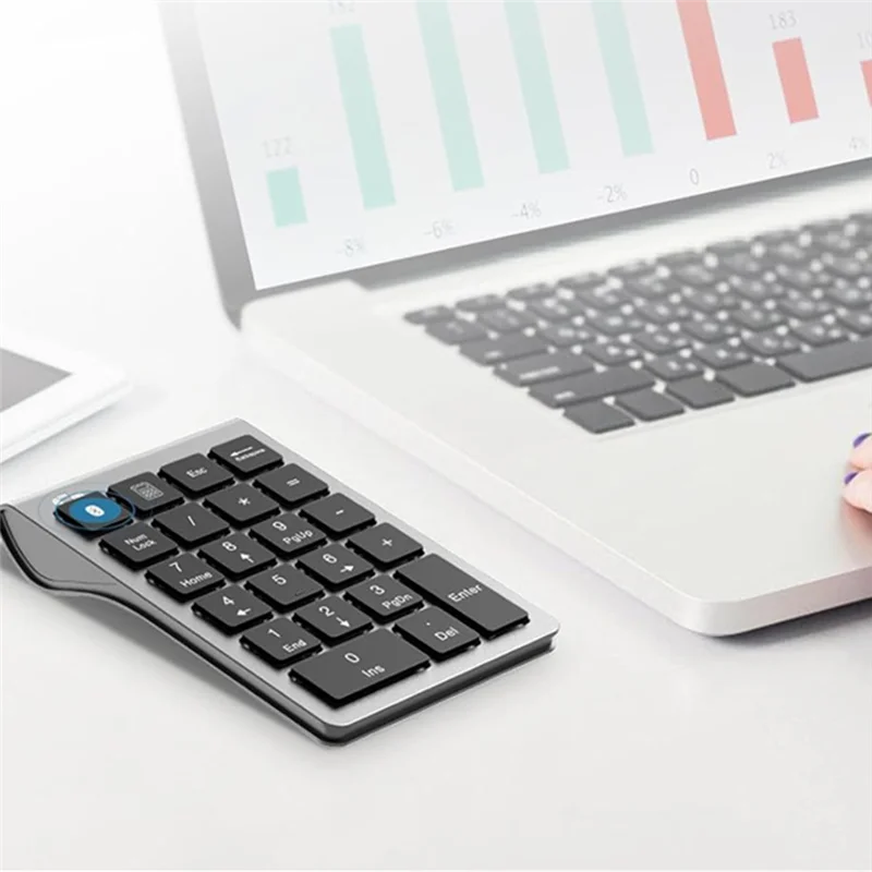 Well Made-Bluetooth Number Pad Wireless & Wired USB Keypad 2-In-1, Rechargeable Numpad For Laptops, Desktop