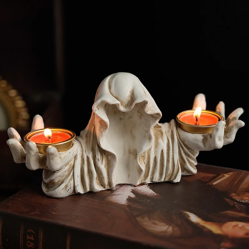 

Creative Halloween Wizard Candle Holder Mysterious Dark Style Retro Desktop Decoration Ornament Craft Ghost Festival