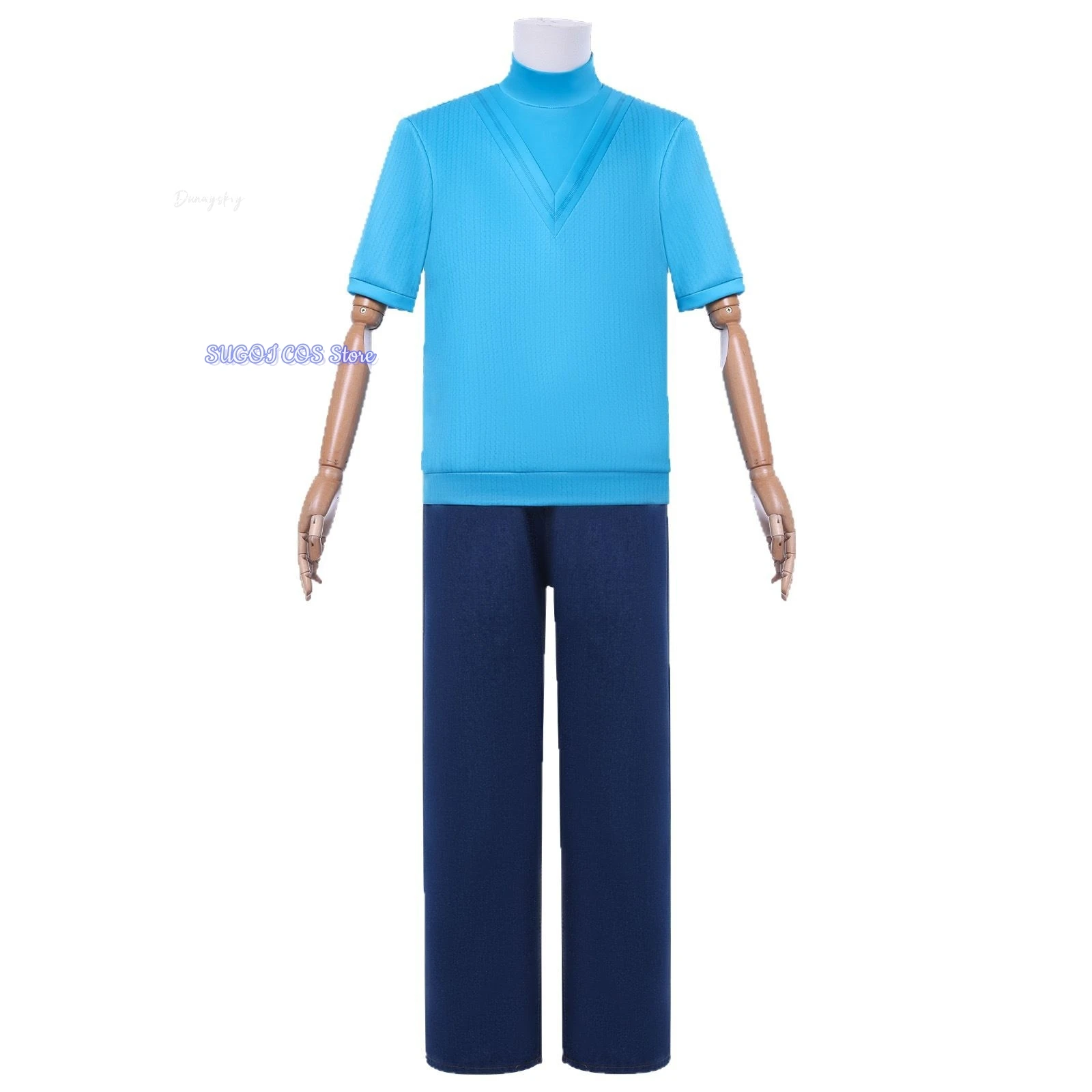 Steve 코스프레 Costume Blue Top Tshirt Pants 코스프레 Set Retro Futuristic Style Role Play Suit Adventure Outfit For Men Boys