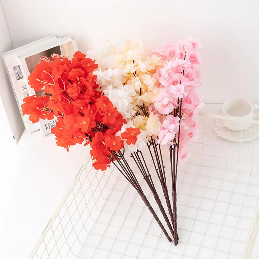 Useful Fake Flower  No Watering Portable Simulation Bouquet  Wedding Bouquet Fake Cherry Blossom