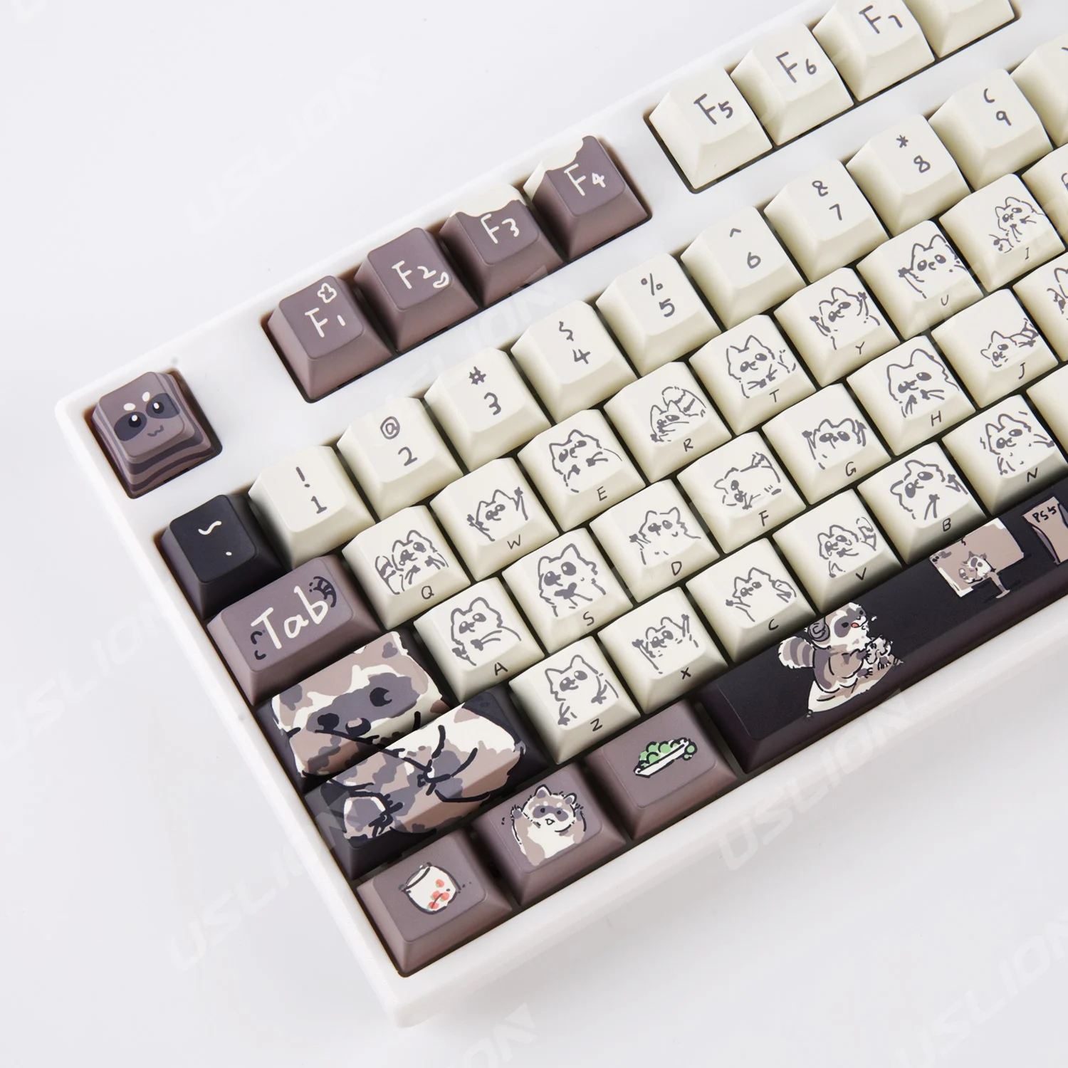 148Keys Keycaps MDA Profile Cute Raccoon PBT Keyboard Kit for MX Switchs Dye-Sublimation Mechanical Key Caps For GMK67 GMK87