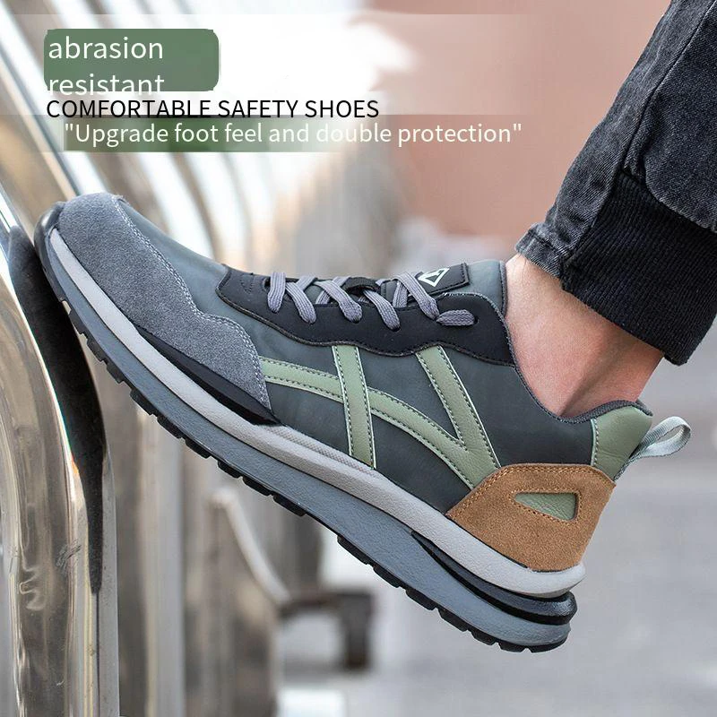 

Мужская всесезонная износостойкая рабочая обувь с защитой от ударов и пирсинга, легкая дышащая защитная обувь со стальным носком