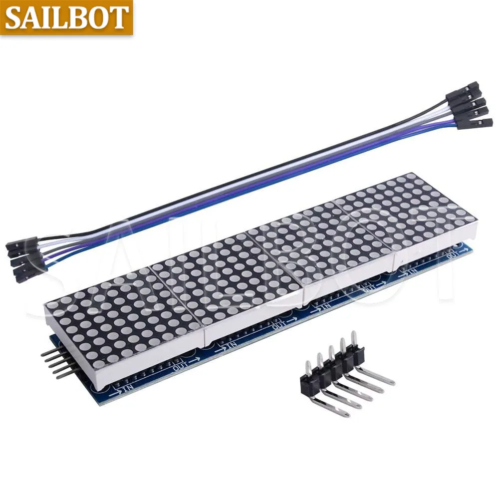 وحدة MAX7219 Dot Matrix 32x8 4 في 1 وحدات عرض LED محرك مع أسلاك 5Pin لـ Arduino Raspberry Pi
