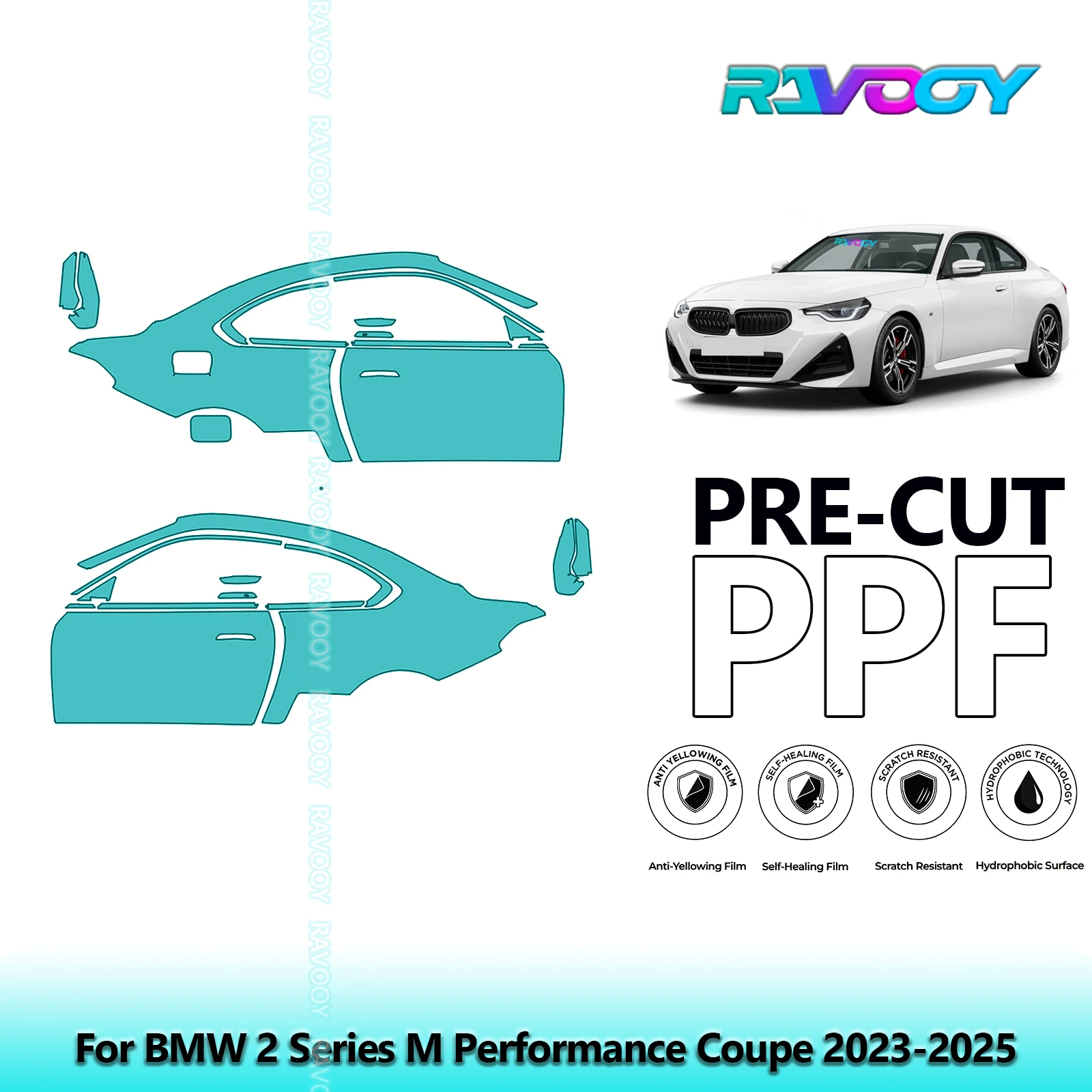 

For BMW 2 Series M Performance Coupe 2023-2025 8.5mil Pre-Cut PPF Door & A/B Pillar Kit TPU Paint Protection Film Set