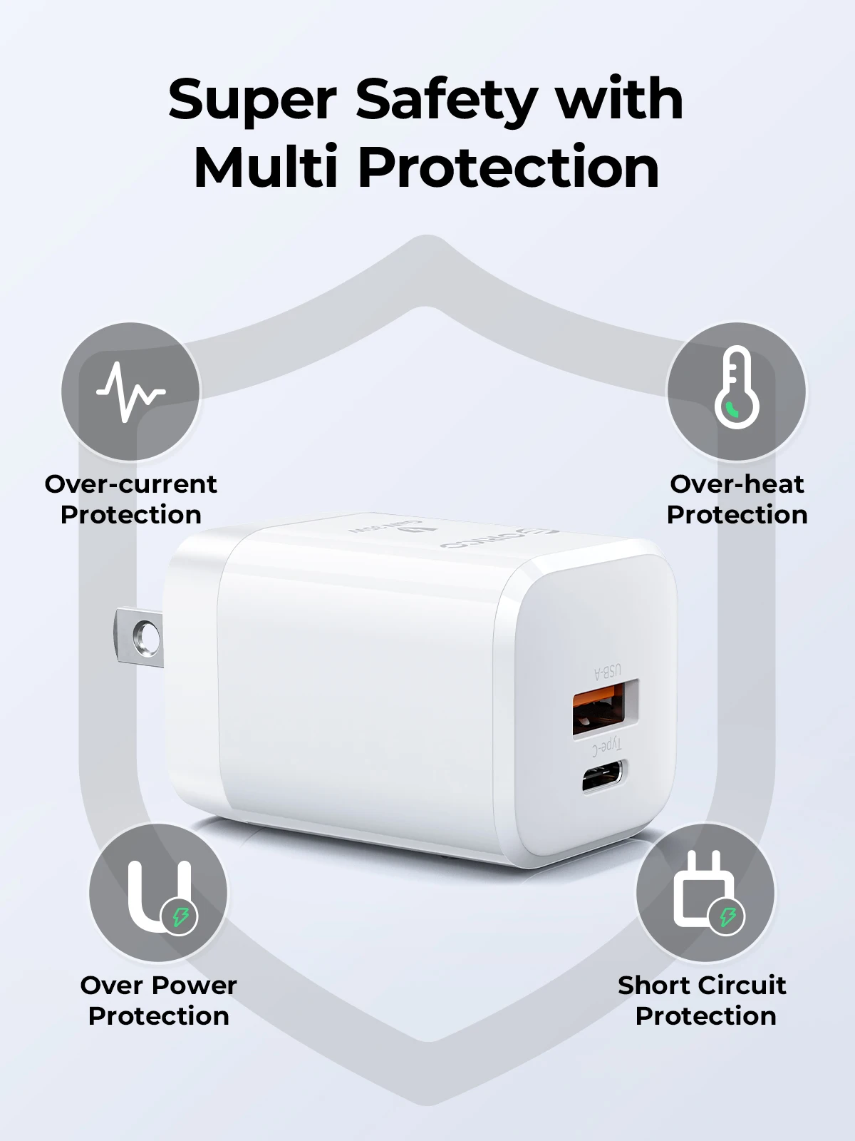 ORICO-fast charger with dual USB ports, mobile phone adapter, for iPhone, Samsung, Xiaomi, Huawei, 35W