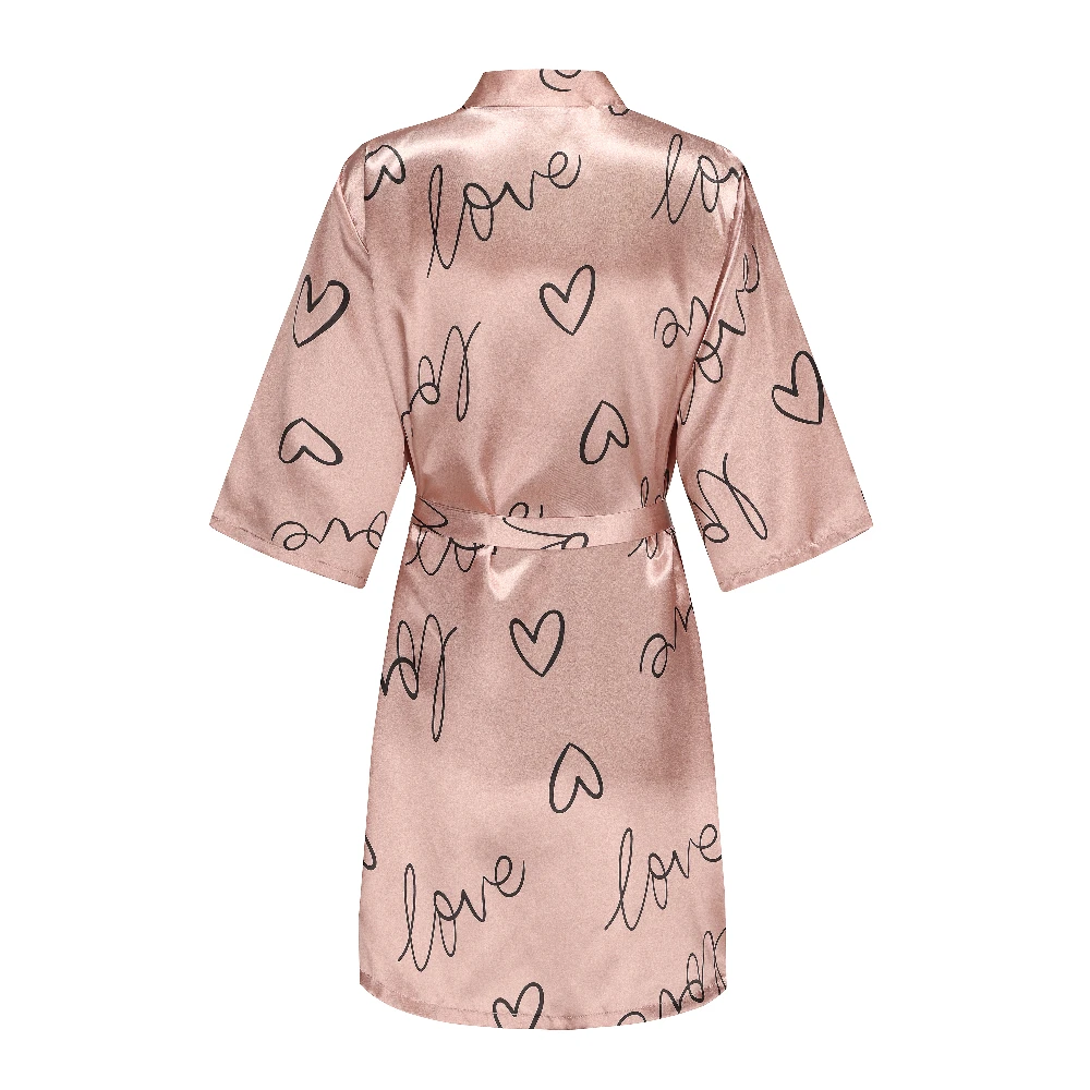 Rose Gold Robes Nightgown Kimono Lady Elegant Bathrobe Satin Homewear Wedding Bridal Gift Sleepwear Sexy Intimate Lingerie