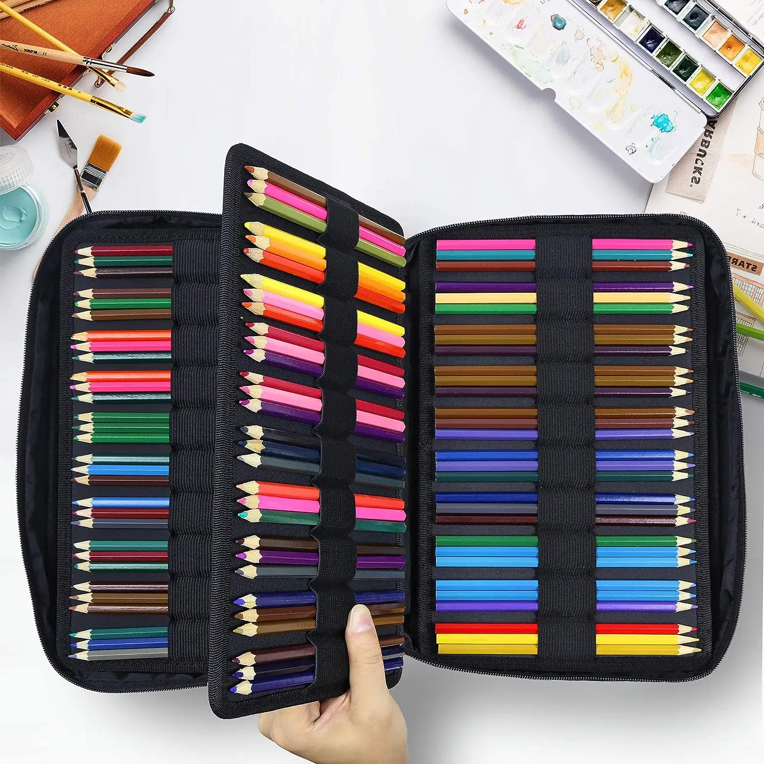 Color Pencil Case Organizer 300 Slots large Pencil Case Organizer with Multilayer Holder for Colored Pencils & Gel Pen Etc