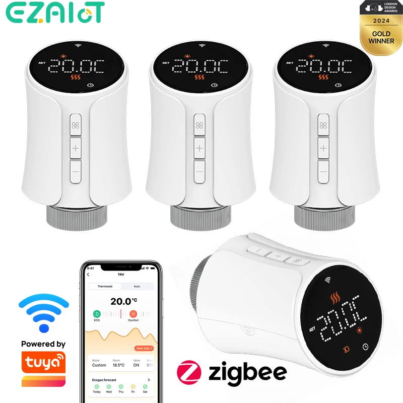 Tuya WiFi Thermostatic Head Radiator Valve Actuator Zigbee TRV Smart Home Temperature Controller Voice Alexa Google Home Alice