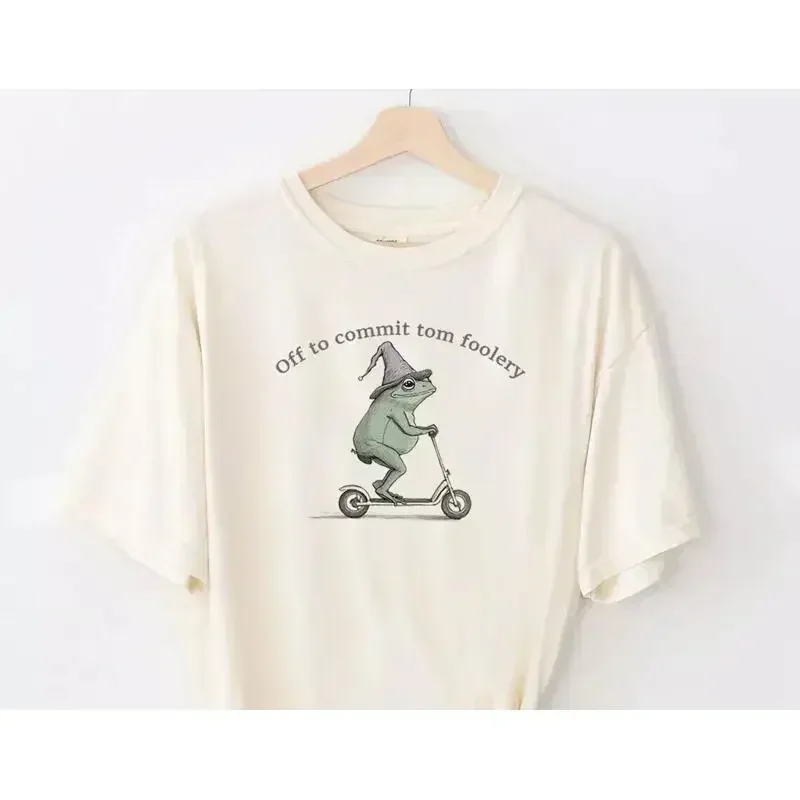 Off To Commit Tom Foolery Frog T Shirt Funny Weirdcore Sayings