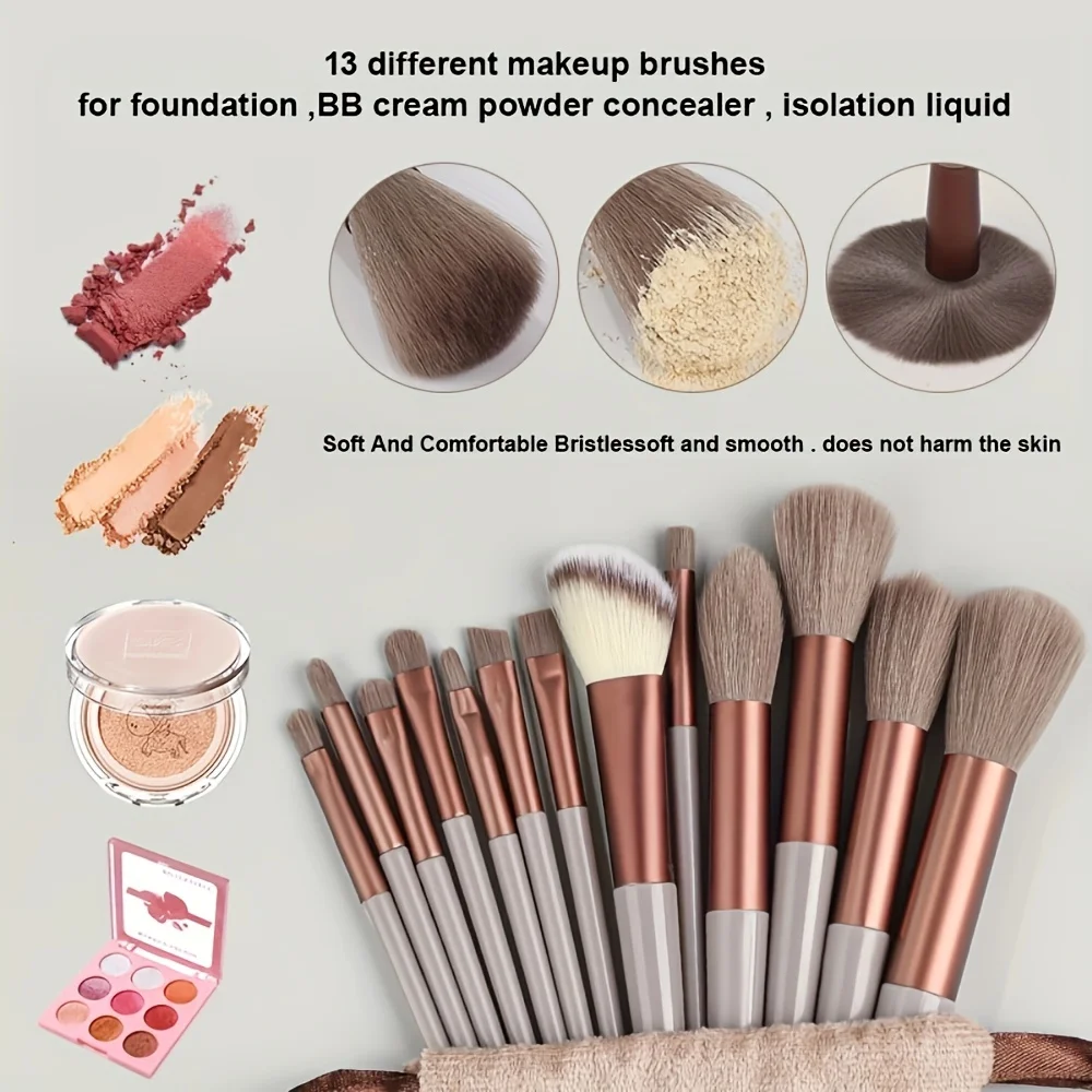 Juego de brochas de maquillaje de 13 piezas, pinceles sintéticos de primera calidad, suaves, base en polvo, correctores, sombras de ojos, delineador de ojos, rubor, herramienta de belleza