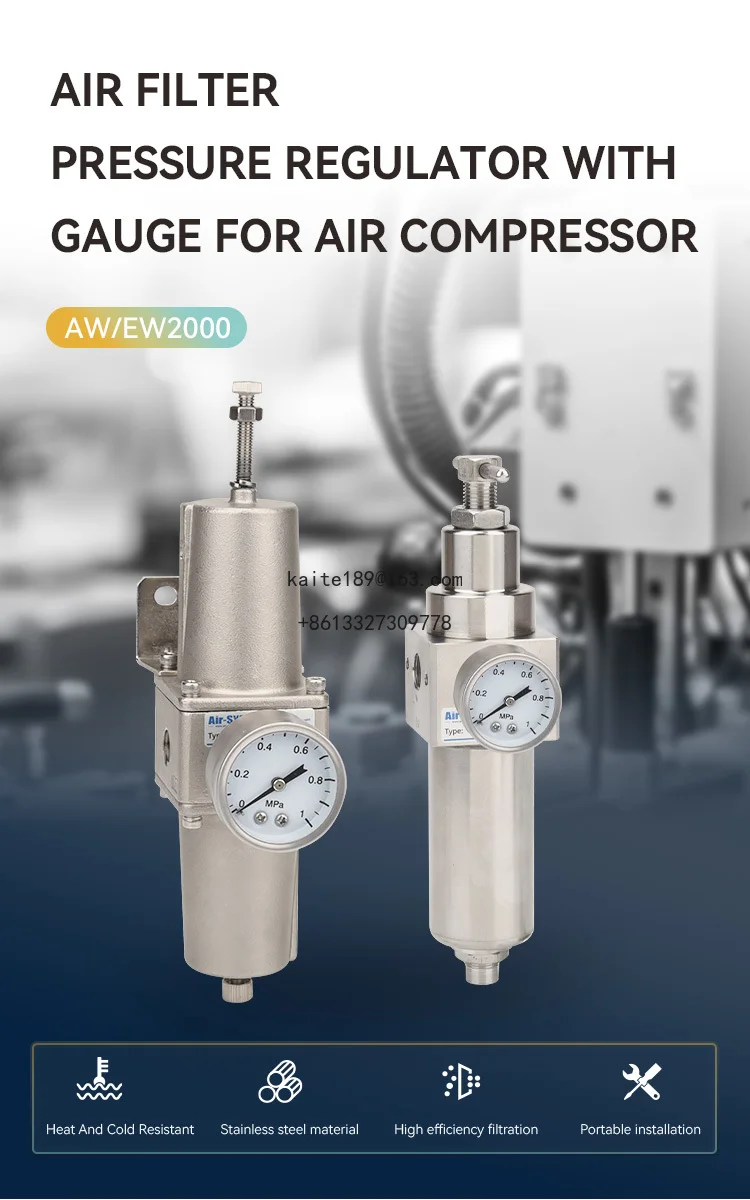 Air-SYA XFR600-06 316 أجزاء هوائية من الفولاذ المقاوم للصدأ فاصل مياه الزيت منظم الهواء مقياس فلتر الضغط مصنوع عاليًا