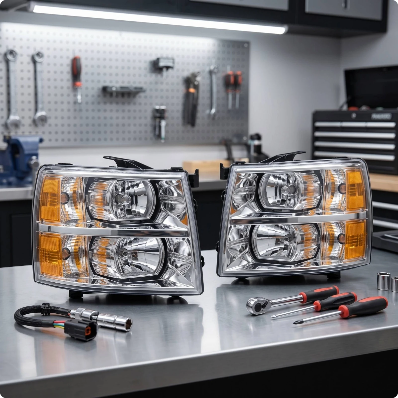 Replacement Headlight Assembly Clear Lens Headlight Assembly Lamp Halogen Dustproof for Truck Owners, Collision Repair