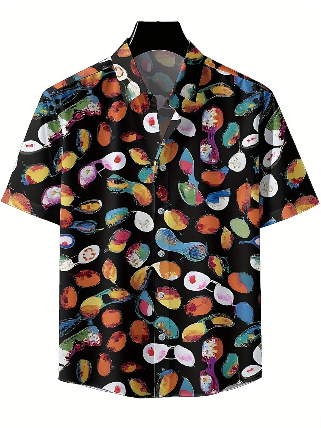 Men's Plus Size Hawaiian Shirts Colorful Sunglasses Pattern,Premium Comfort Youth Clothes,Y2K Tops
