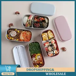 Student Lunch Boxes Japanese-style Lunch Box Portable Tableware Bento Box Double-layer Separated Microwave Lunch Box Leak-proof