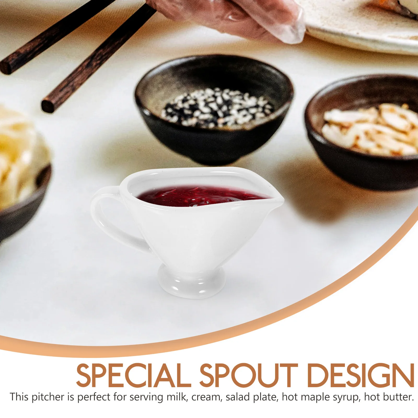 

Ceramic Milk Jug Sauce Pitcher White Creamer Pitcher Small Gravy Boat for Coffee Bar Latte Art Serving Syrup Dispenser