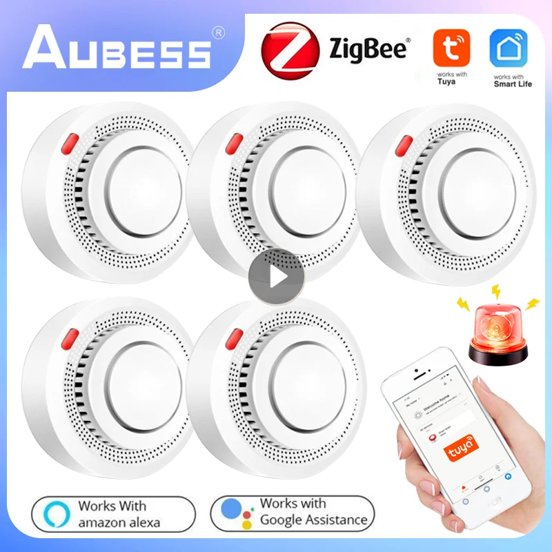 

Tuya Zigbee Smoke Detector Home Kitchen Security Safety Prevention Smoke Sensor Sound Alarm Work With Zigbee Hub Smart Life APP