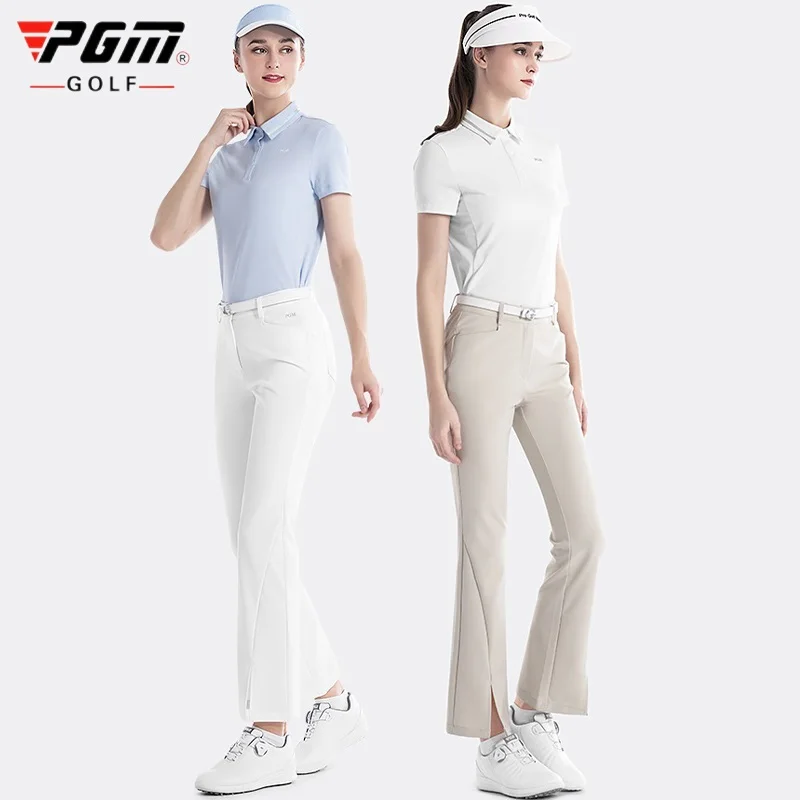 PGM Women Summer Spring Golf Pants High Waist Split Pant Legs Slim Elastic Casual Trousers Quick-drying Lady Golf Clothing