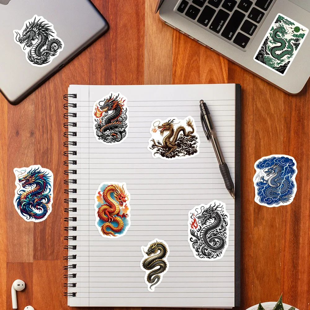 Cool Mythical Asian Dragon Stickers Waterproof Vinyl Lucky Chinese Dragon Decorative Decal for DIY Crafting Bottle Luggage Phone