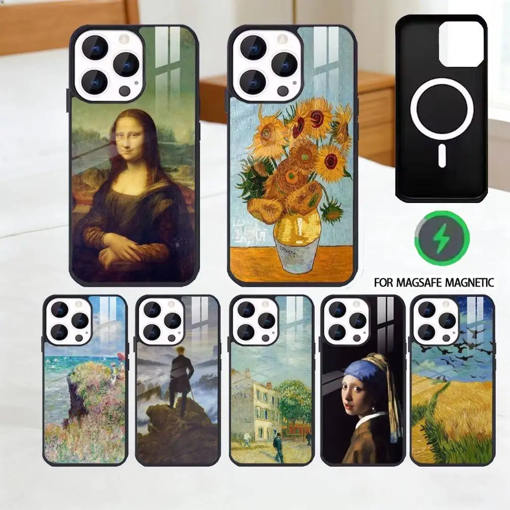 

World Famous Paints Mona Lisa Phone Case For iPhone 17 16 15 14 13 12 Pro Max Plus for Magsafe Mirror Wireless Magnetic Cover