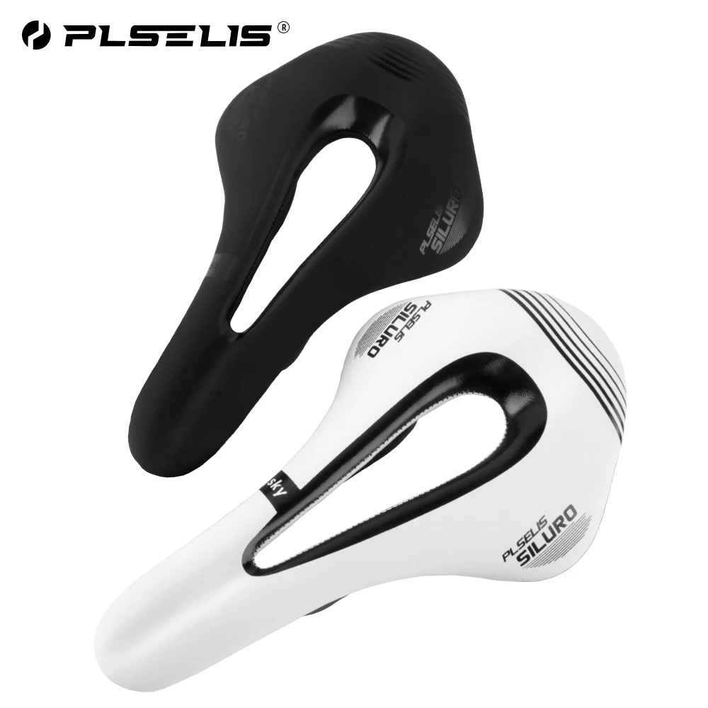 Plselis Bicycle Saddle Ultralight Road Bike Seat Carbon Fiber Shell PU Leather MTB Gravel Bicycle Saddles Colorful Seat Cushion