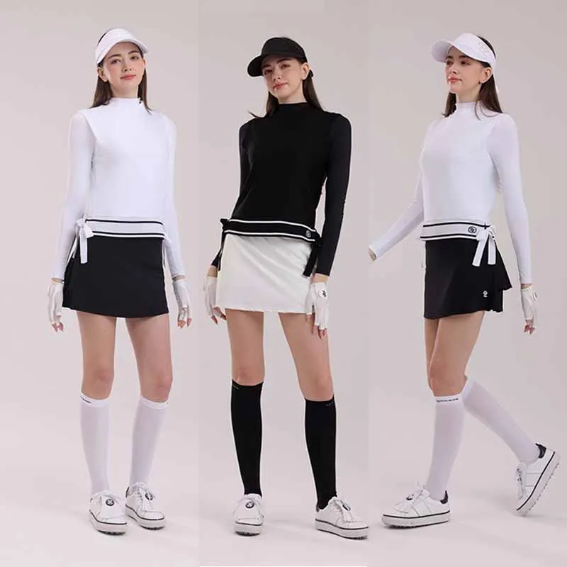 PL Golf Women Sunscreen Long Sleeve Shirt Two-piece Slim Cooling Sports Top A-Lined Pencil Skirts Golf Tennis Skirts with Short