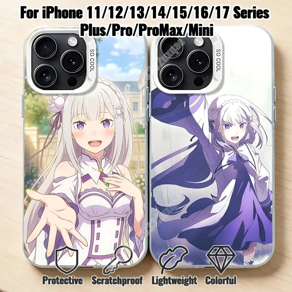 

Re Zero Emilia EMT Phone Case for iPhone 17 16 Max Mini 15 14 13 Pro Plus 12 11 X XS Air Premium Protector