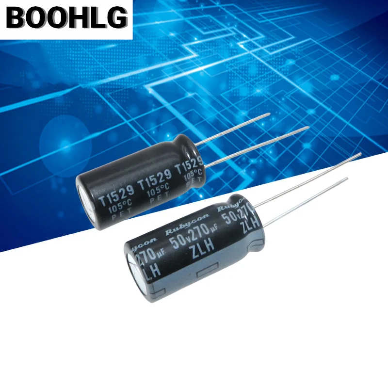 5PCS Rubycon imported aluminum electrolytic capacitor 50v 270uf 10X20 ruby zlh high frequency and long life