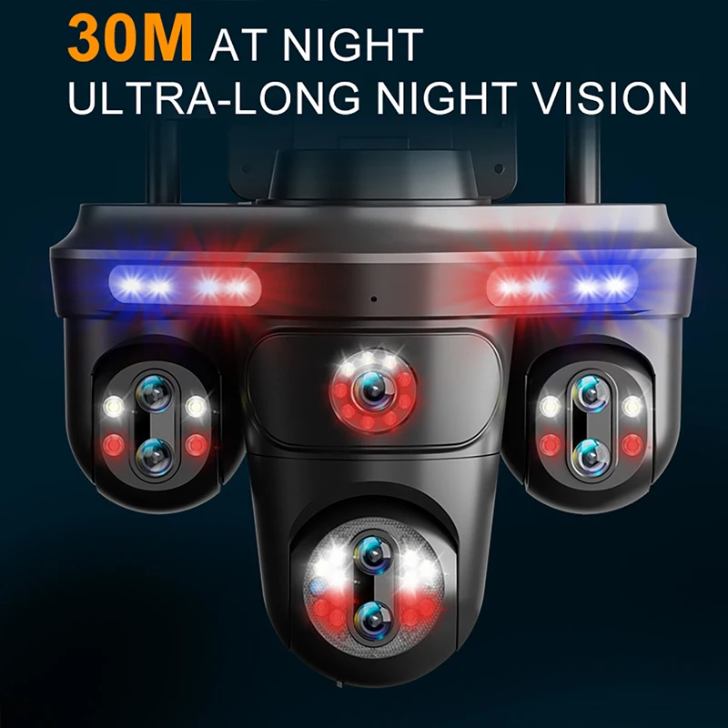 35MP 7 Lens PTZ IP Camera Outdoor Four Screens Wireless WiFi Security Camera 10X Zoom Auto Tracking Waterproof CCTV Video Camera