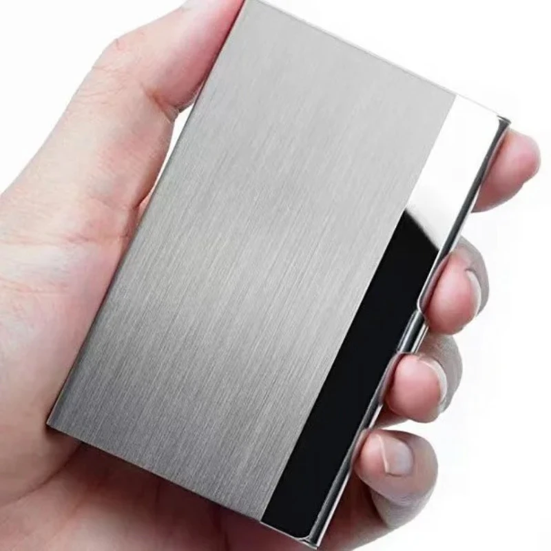 Stainless Steel Business Card Holder Slim Metal Case with Hinged Top Lid for Men and Women Office Meetings Networking and Travel
