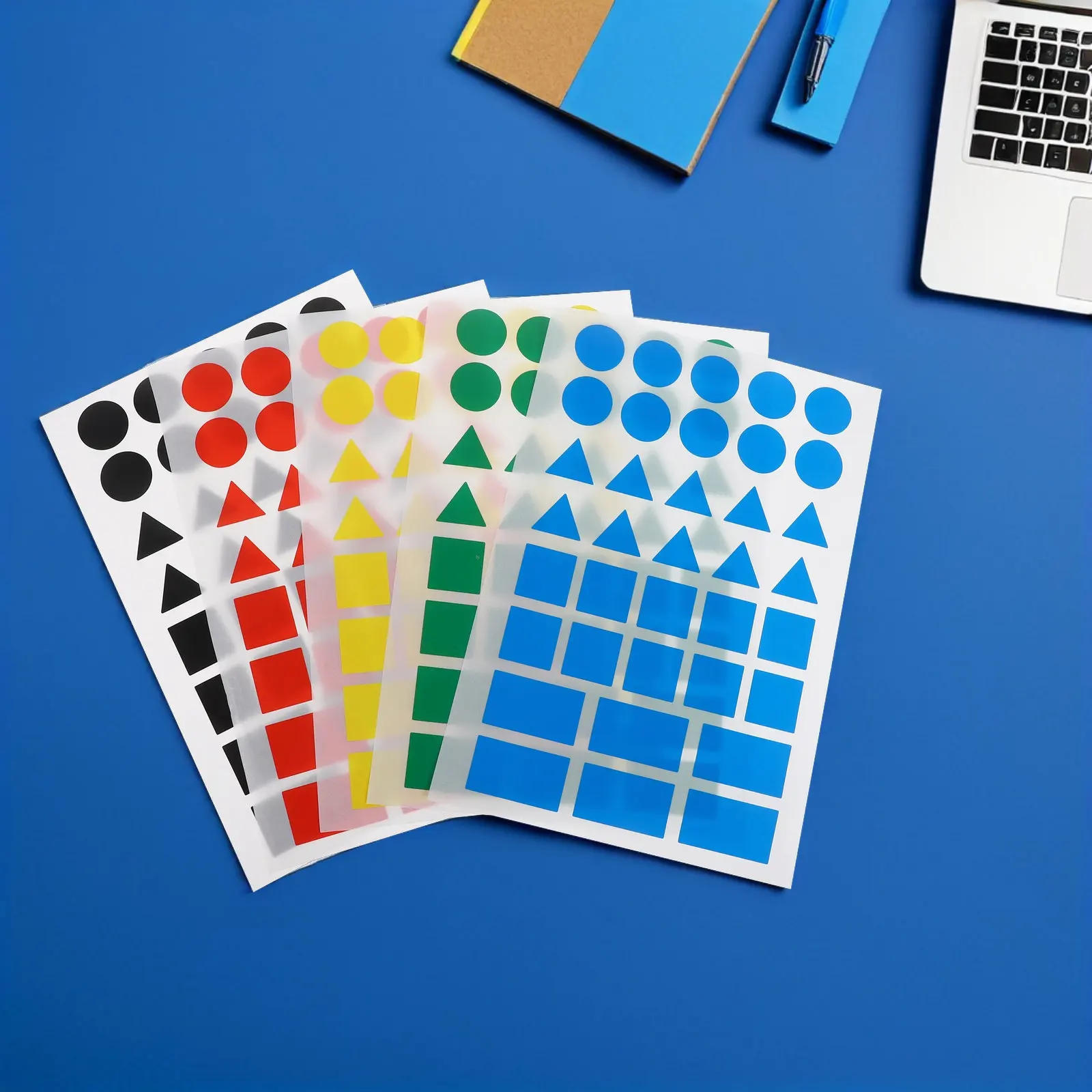 50Sheets Multi-Shaped Color-Coding Stickers Round Square Triangle Rectangle for Storage Bins Food Containers Moving Boxes