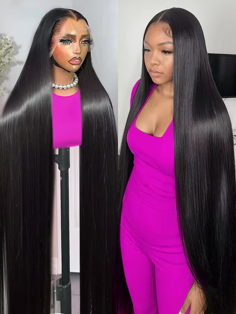 250% HD 13x6 Silky Bone Straight 40 Inches 13x4 Lace Front Human Hair Wigs Lace Frontal Remy Wig 5x5 Glueless Ready To Wear Wig
