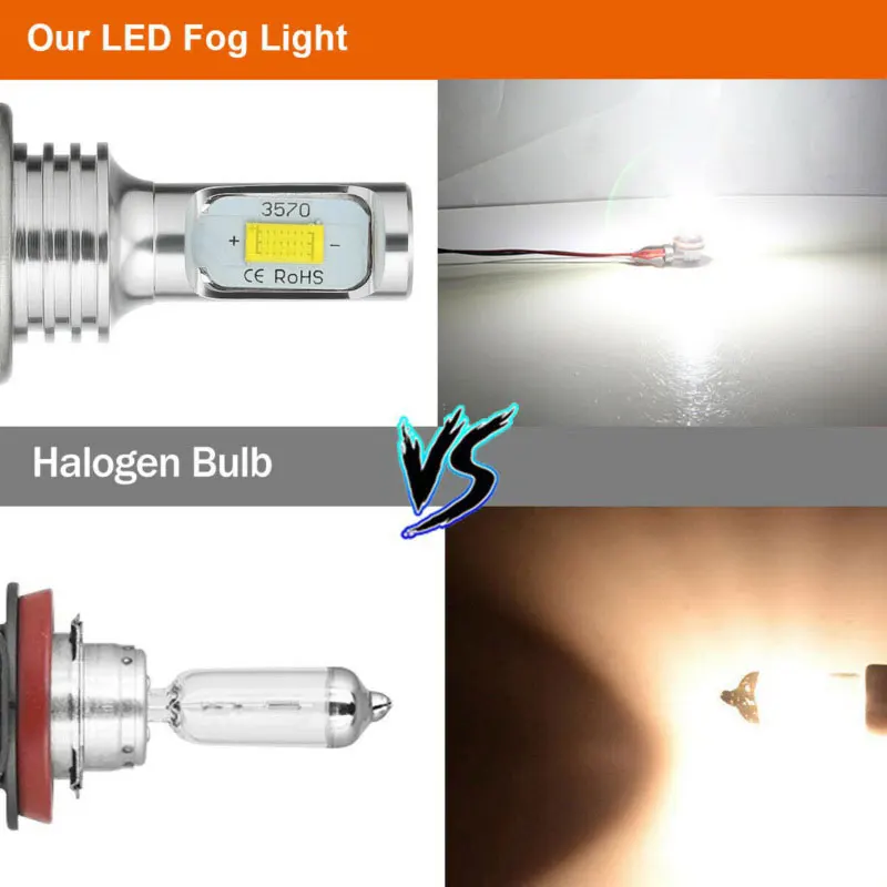 New 2PCS H7 LED Car Retro-fitting Filament Lamps DRL H4 Headlamp Bulb 6000K