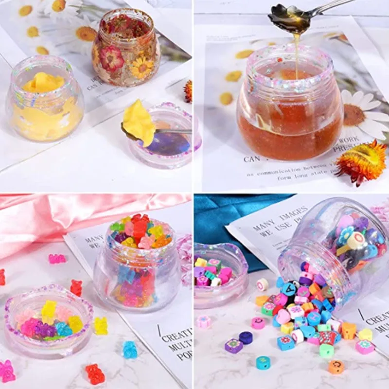 DIY Pudding Jar Storage Bottle Silicone Mold With Lid Candle Holder Storage Box Molds Crystal Epoxy Resin Casting Mould