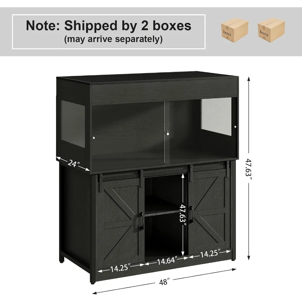 USA Stock 120 Gallon Reptile Terrarium with Stand, 4x2x2 Enclosure Hot Sale