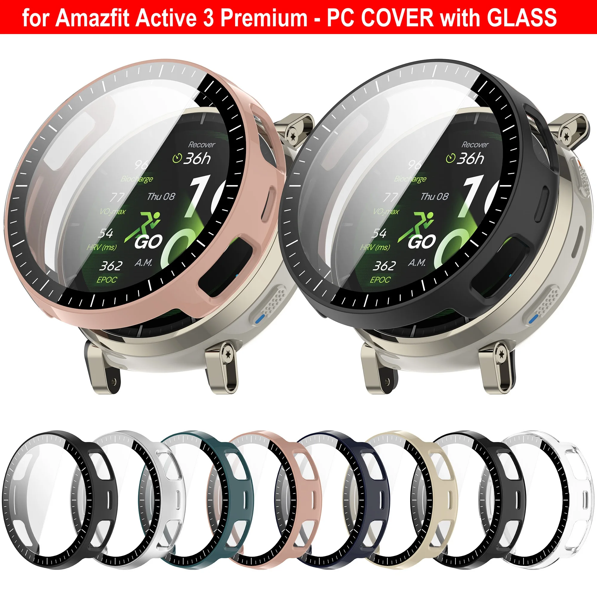 30-個の-pc-保護ケース-amazfit-active-3-プレミアムスマートウォッチバンパーフルカバー強化ガラススクリーンプロテクターカバー