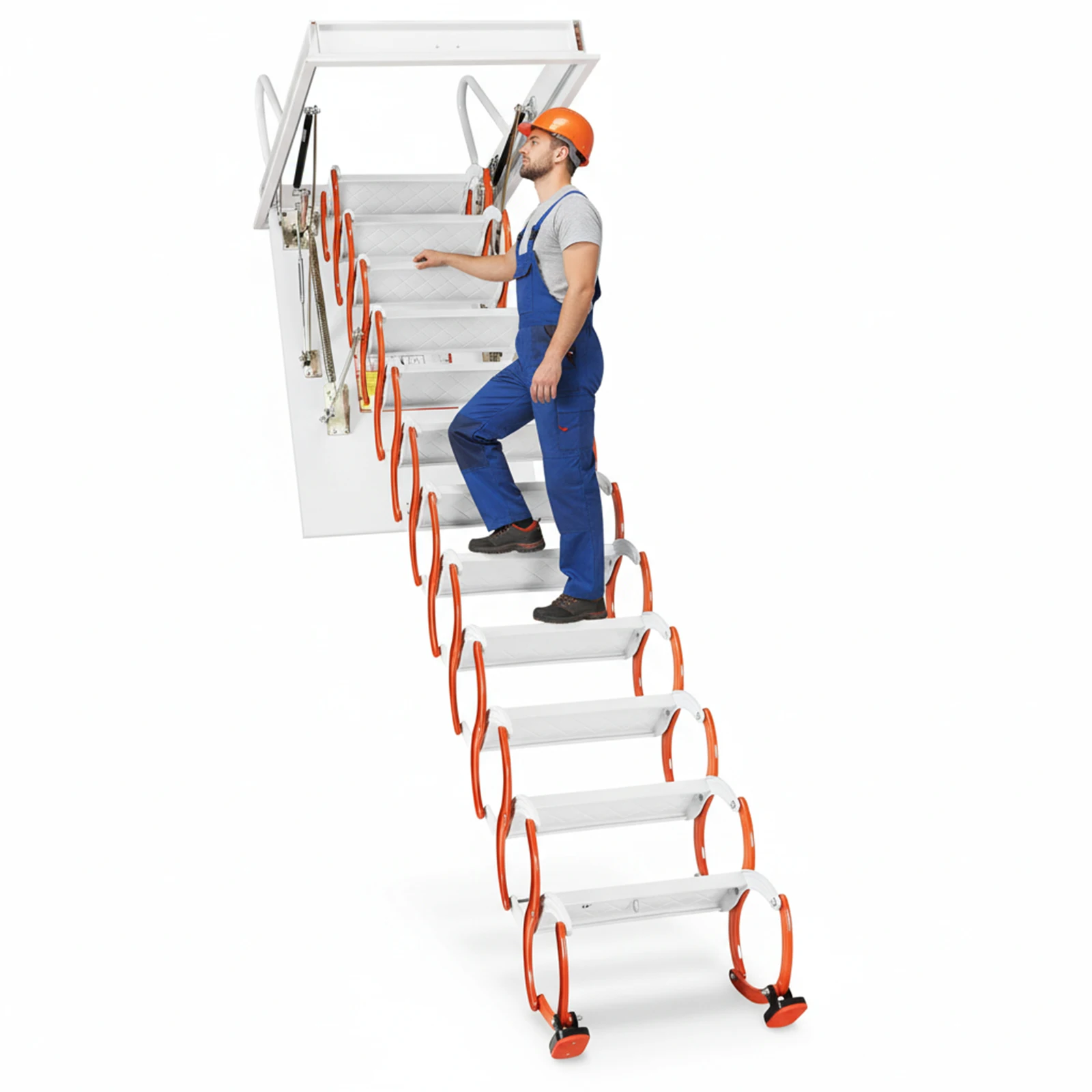 

12-ступенчатая телескопическая чердачная лестница, 3,1 м, регулируемая, грузоподъемность 300 кг, с поручнями, выдвижная система для использования внутри и снаружи помещений
