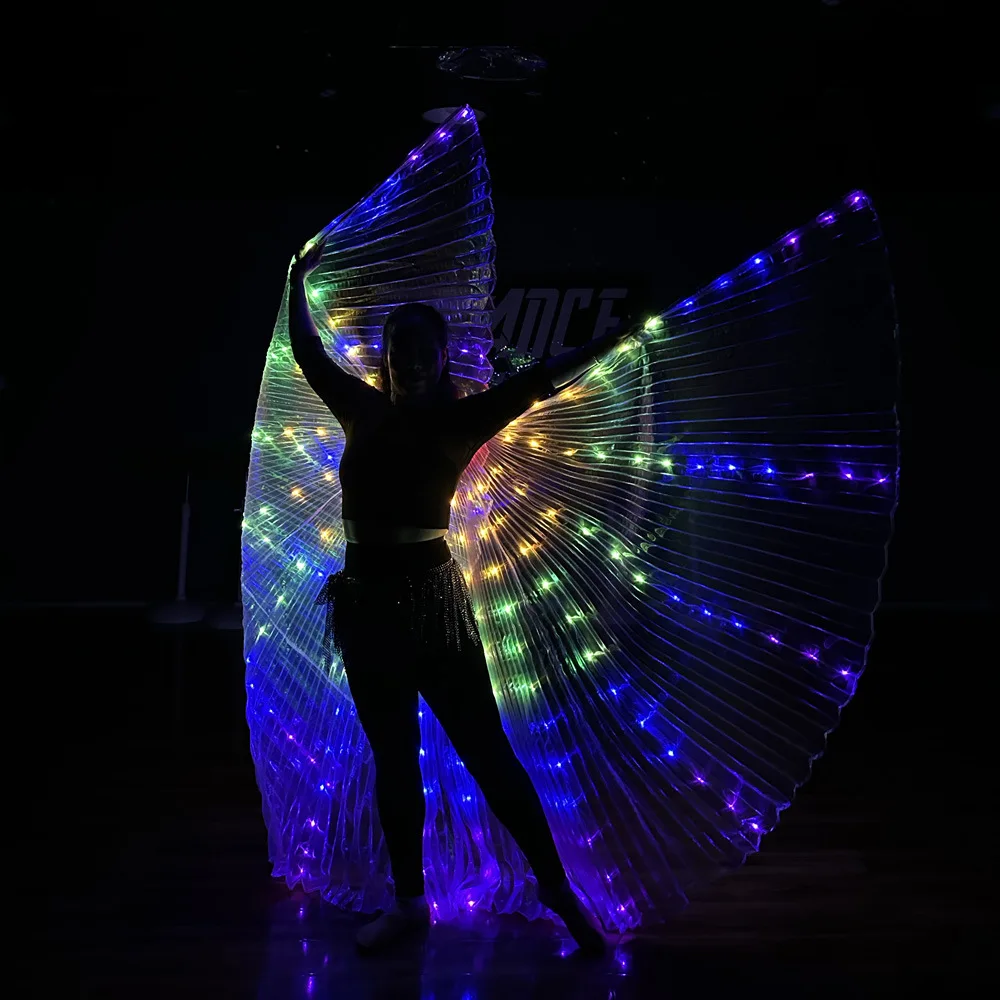 Ailes de danse lumineuses LED pour adulte, cape luminescente, ailes de papillon pour spectacle sur scène, accessoire photo, ailes d'Isis, tenue de danse