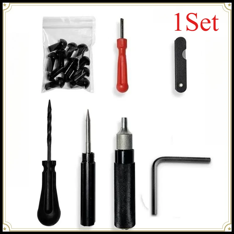 1set Car Motorcycle Tire Repair Plugger Tools Set Tire Wheel Repair Kit Mushroom Plug Probe Nozzle
