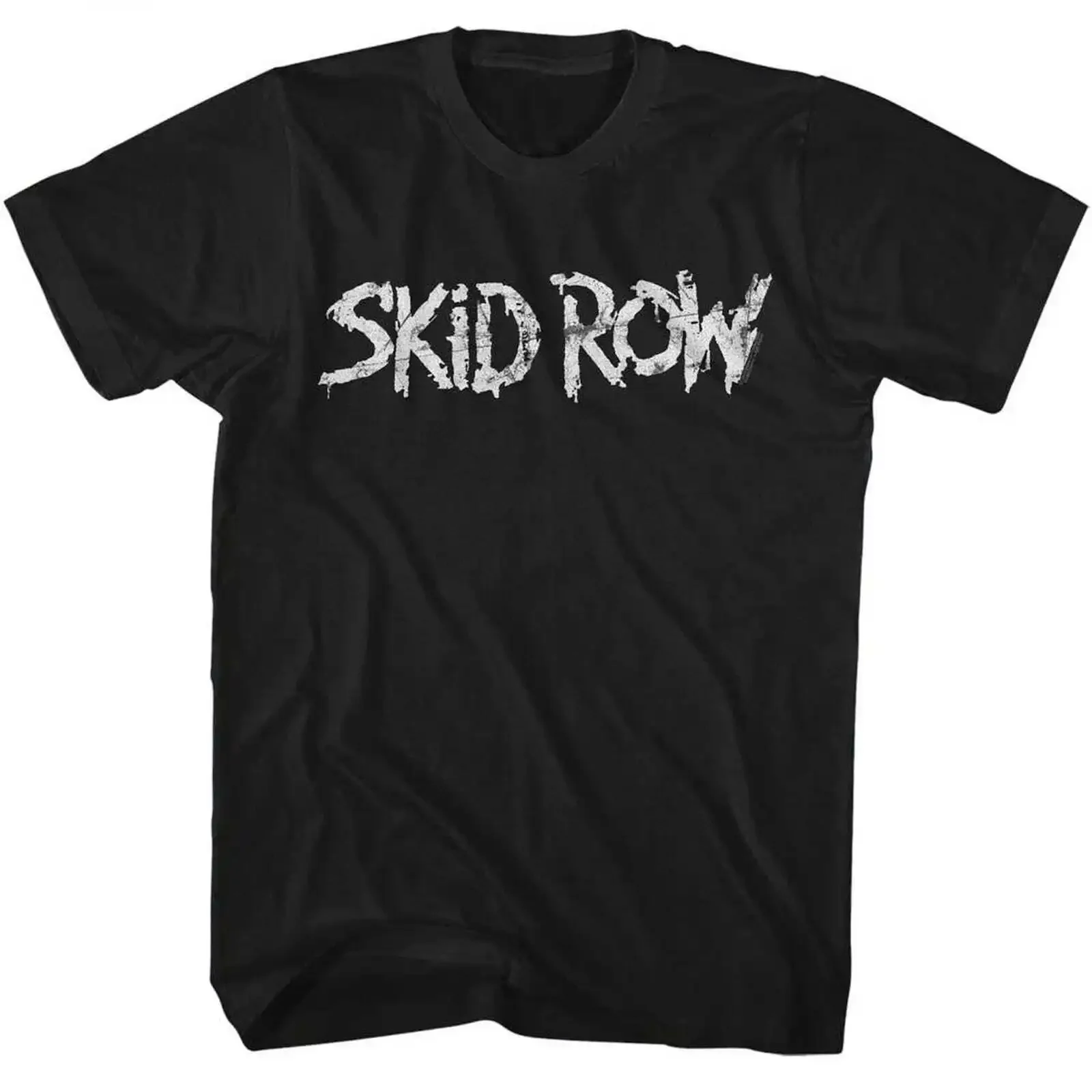 Skid Row Whitish Logo Black Adult T Shirt