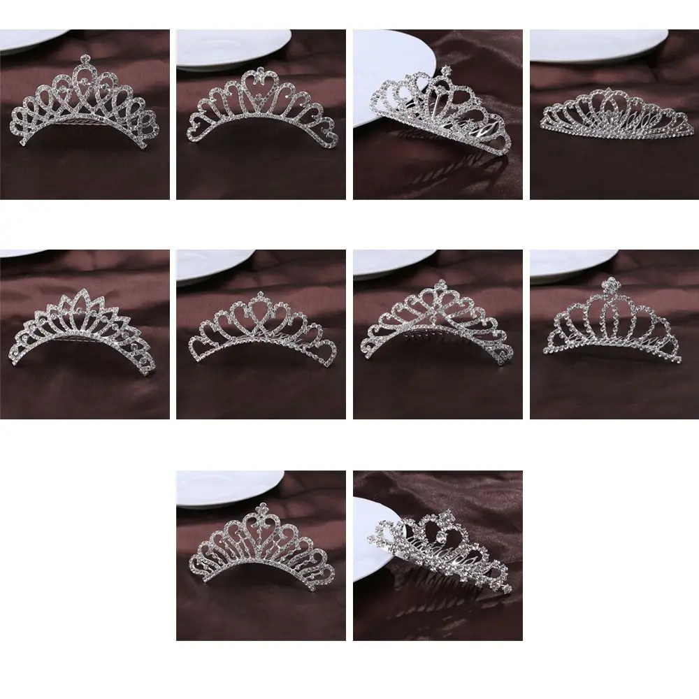 Nieuwe Legering Prinses Kristal Tiara Strass Haar Sieraden Kronen Haar Kam Geschenken Kroon Haarband Bruiloft
