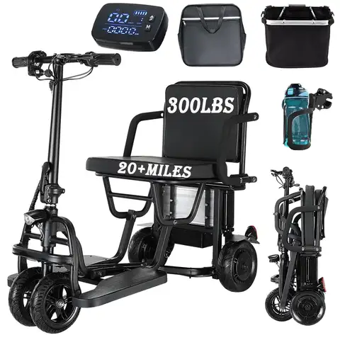 2026 New Folding Mobility Scooters for Adults, 9.32mph 4 Wheel Ultra Lightweight Travel Mobility Scooters, Foldable, Customized