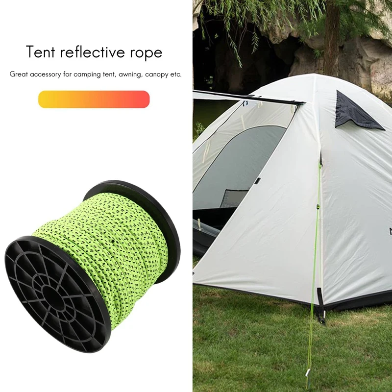 4Mm 50M/16.4Ft Glow In The Dark Luminous Reflective Tent Rope Guy Line Camping Cord