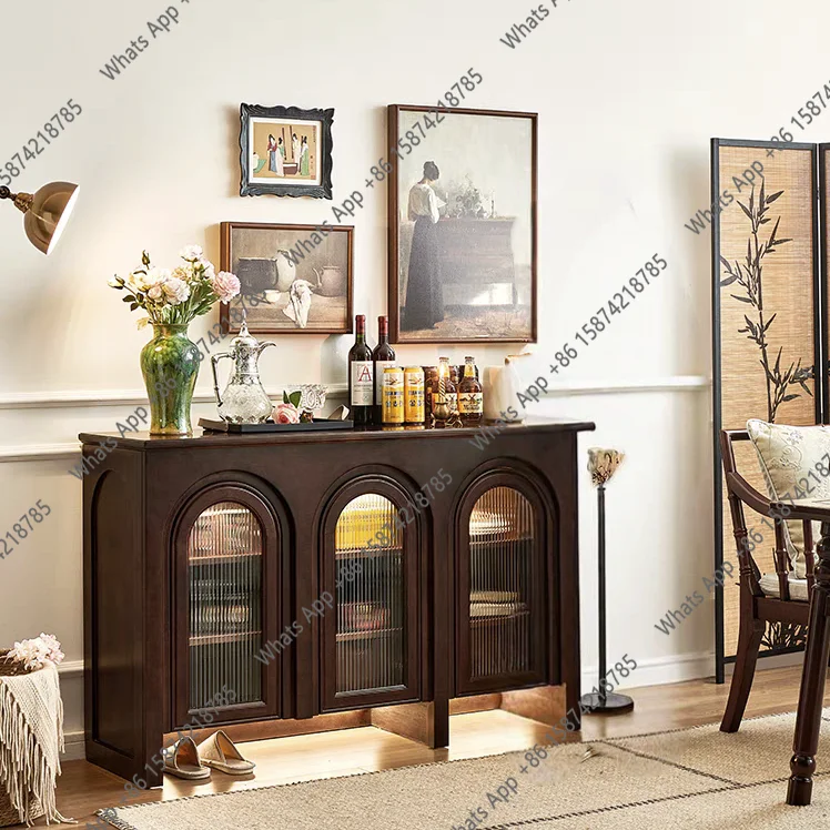 

American retro solid wood entrance entrance foyer cabinet living room decorative storage cabinet locker can be customized