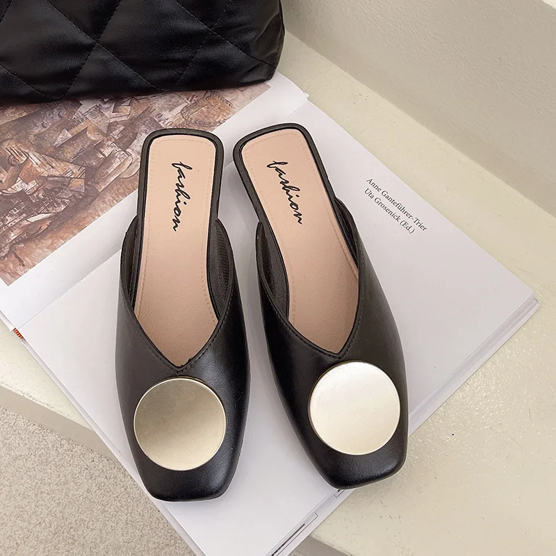 Maogu Square Toe Mules Low Heel Ladies Comfortable Sandals Fashion Casual Female Slipper Flat 2023 Women Slippers Summer Elegant