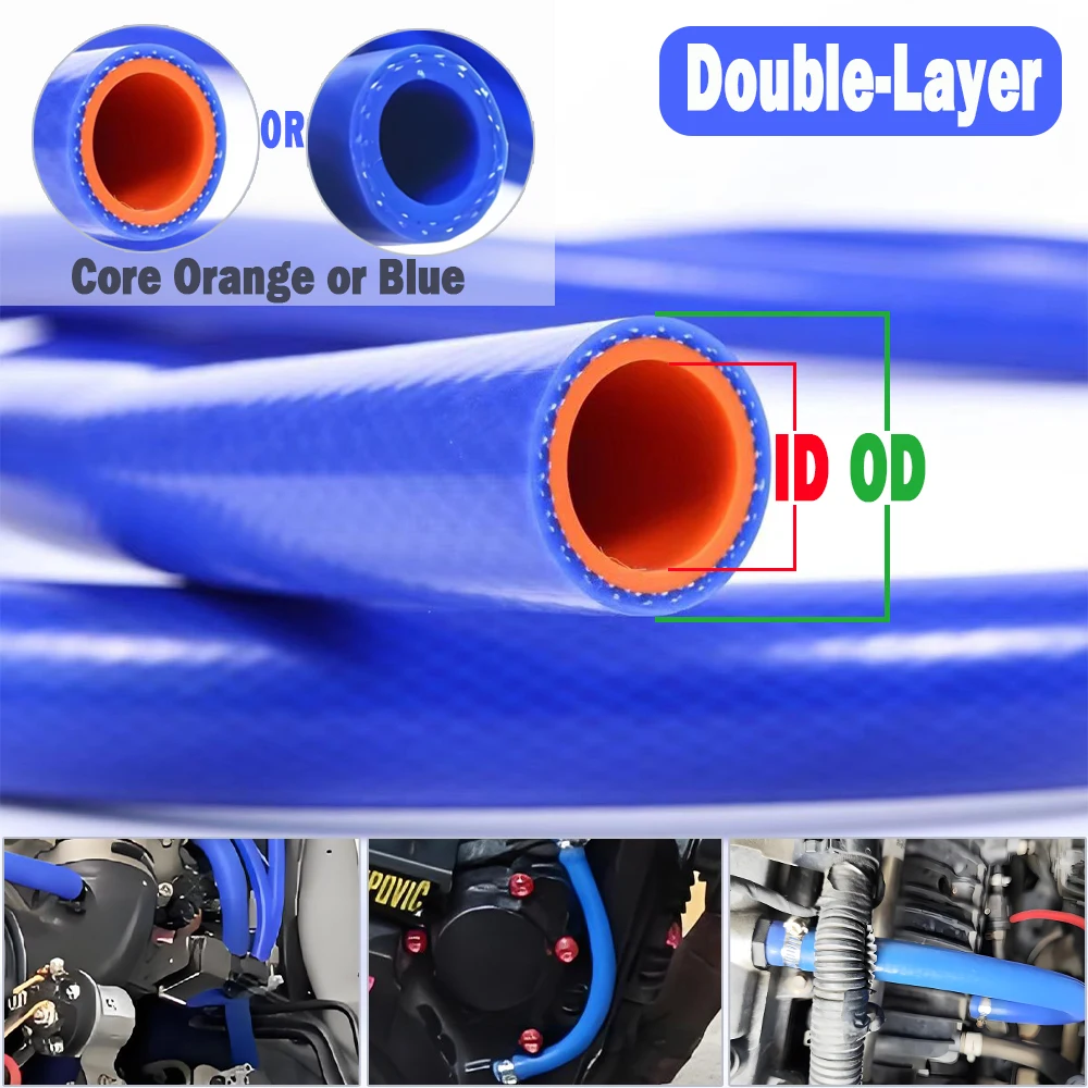 

1M-20M ID 6mm-25mm Silicone Hose Heat Resistant High Presure Tube Automobile Vacuum Warm Air Water Pipe Double Layer Rubber Hose