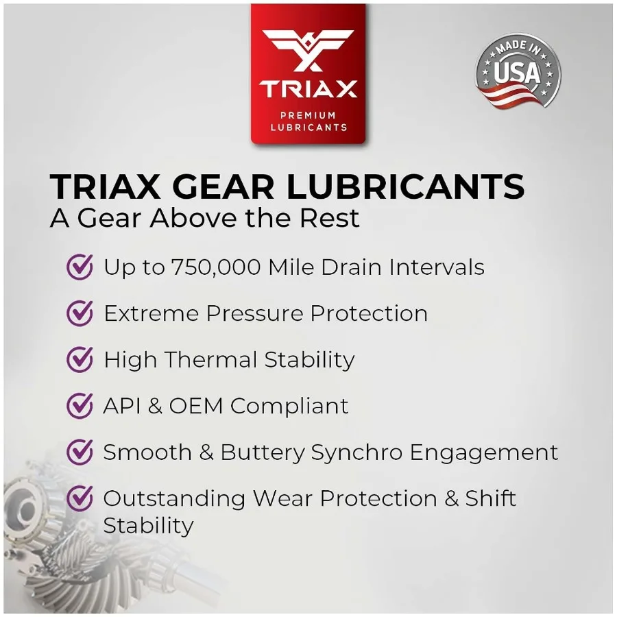 TRIAX Synergy Gear MT 75W80 GL4 ناقل الحركة اليدوي الاصطناعي الكامل وصندوق التروس حزمة 4 جالون