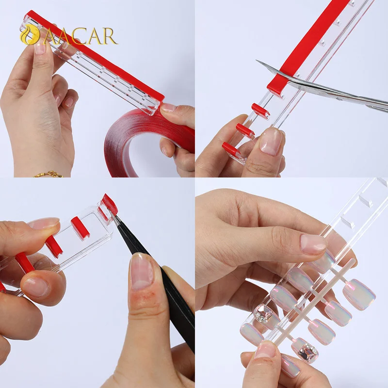 PS حامل عرض ممارسة الأظافر الشفاف، حامل ممارسة الطرف الصناعي، قاعدة كريستالية، حامل متكامل لممارسة الأظافر في صالونات التجميل