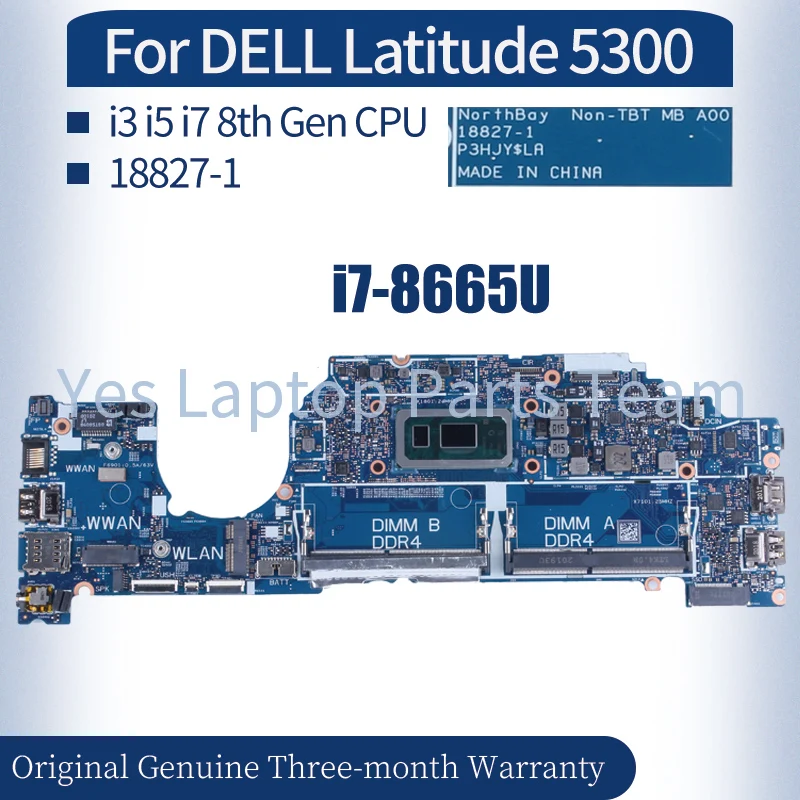 

For DELL Latitude 5300 Laptop Mainboard 18827-1 CN-05N31T 05N31T 5N31T 0RK2CY 05KRX2 I3 I5 I7 8th Gen DDR4 Notebook Motherboard