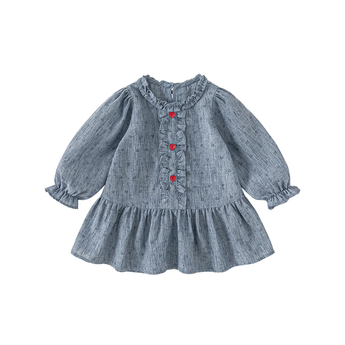 Skirt Girls Princess Dress with Lotus Leaf Collar Childrens Dress Spring Loose Long Sleeved Girls Skirt Korean Fashion